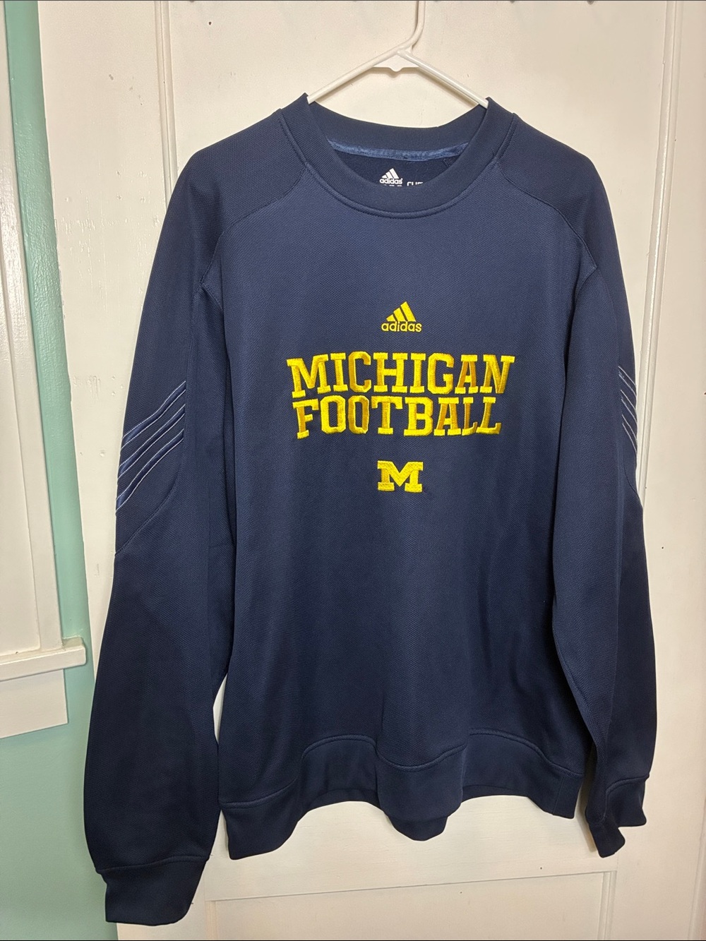 Adidas Navy and Yellow Michigan Football Crewneck Sweatshirt